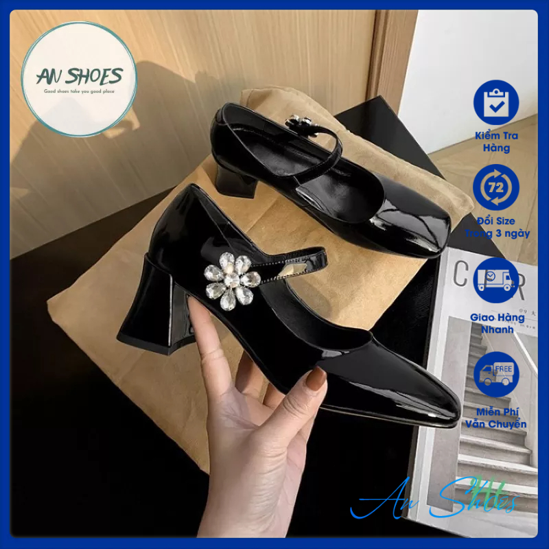 ❄️ HÀNG QUẢNG CHÂU FULL BOX CO SẴN❄️ Giày  búp bê quai gắn hoa đá.