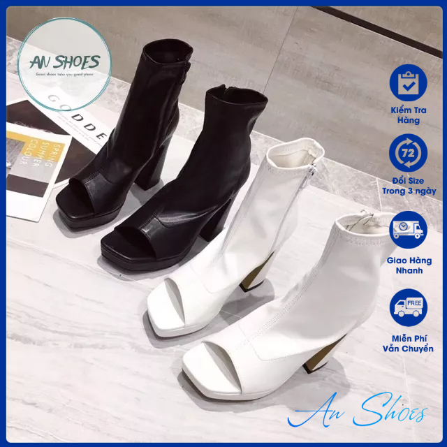 Boots hở mũi da đúp đế cao 12cm