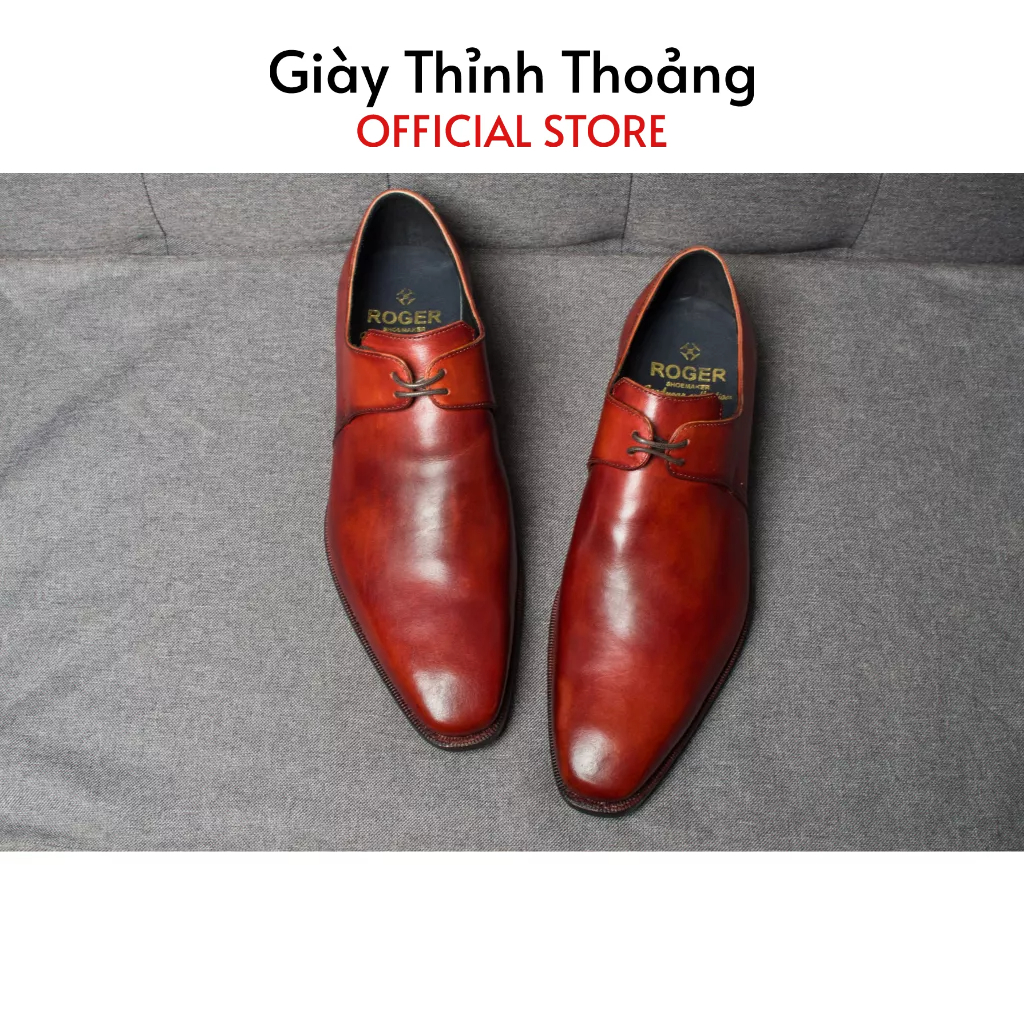 Giày Da Nam Kiểu Dáng Derby Khâu Thủ Công Chất Liệu Da Bê Nhập Khẩu Cao Cấp (HN 1405)