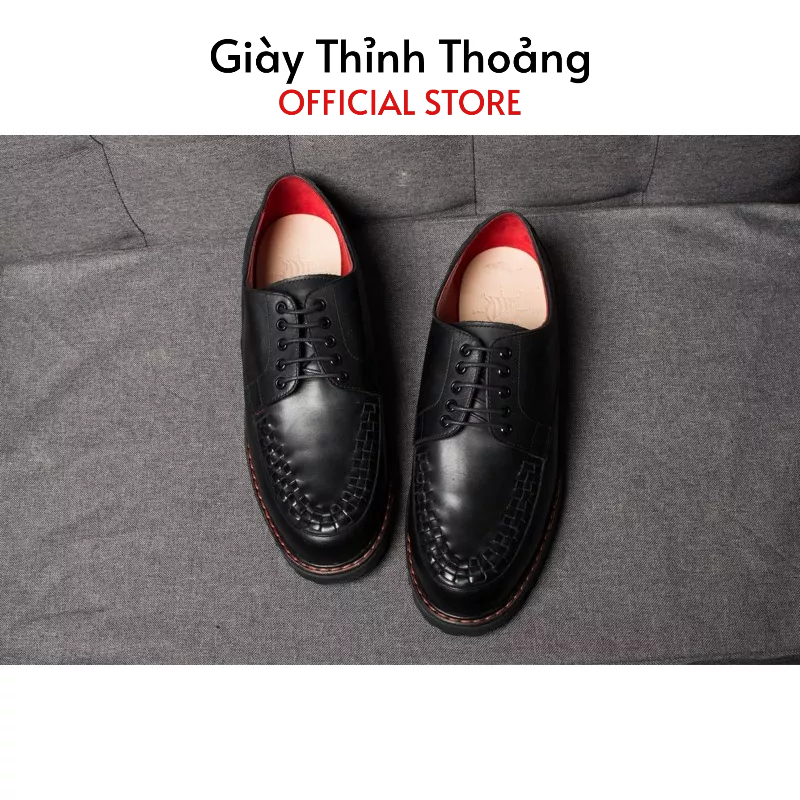 Giày Da Nam Buộc Dây Kiêu Dáng Derby Chất Liệu Da Bê Nhập Khẩu Cao Cấp (1A H 1002)