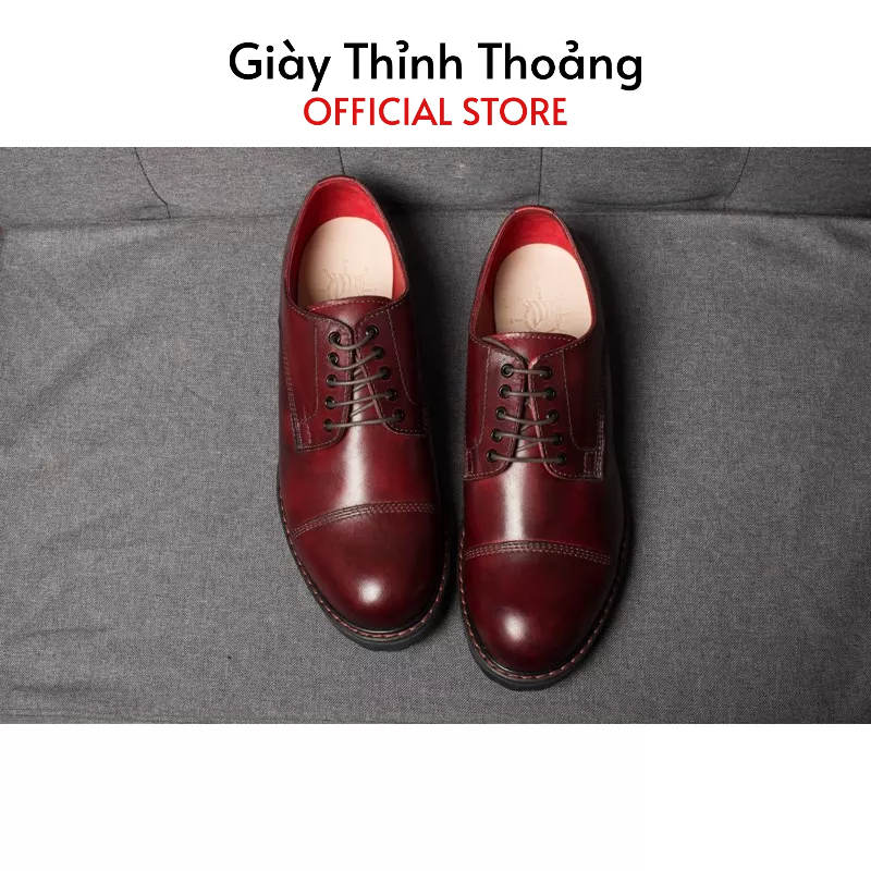 Giày Da Buộc Dây Nam Kiểu Dáng Derby Chất Liệu Da Bê Nhập Khẩu Cao Cấp (1A H 3002)