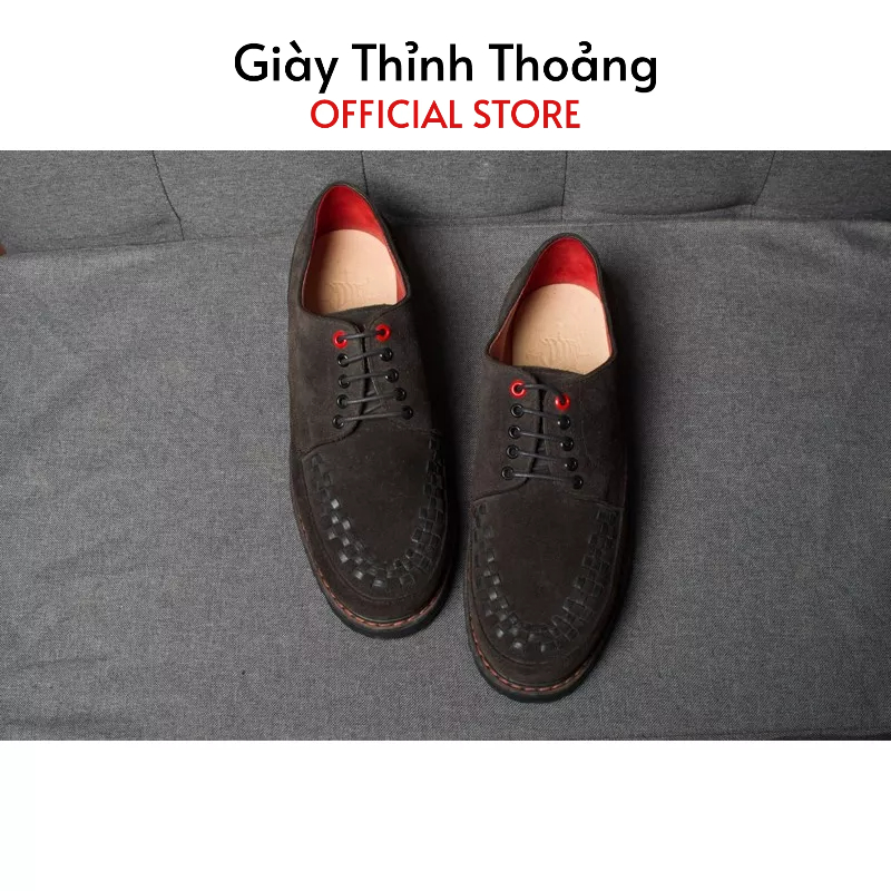 Giày Da Nam Kiểu Dáng Derby Khâu Thủ Công Chất Liệu Da Bê Nhập Khẩu Cao Cấp (1A H 1001)