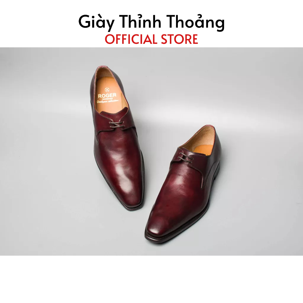 Giày Da Nam Kiểu Dáng Derby Thời Trang Công Sở Chất Liệu Da Bê Nhập Khẩu (1A GM 052)