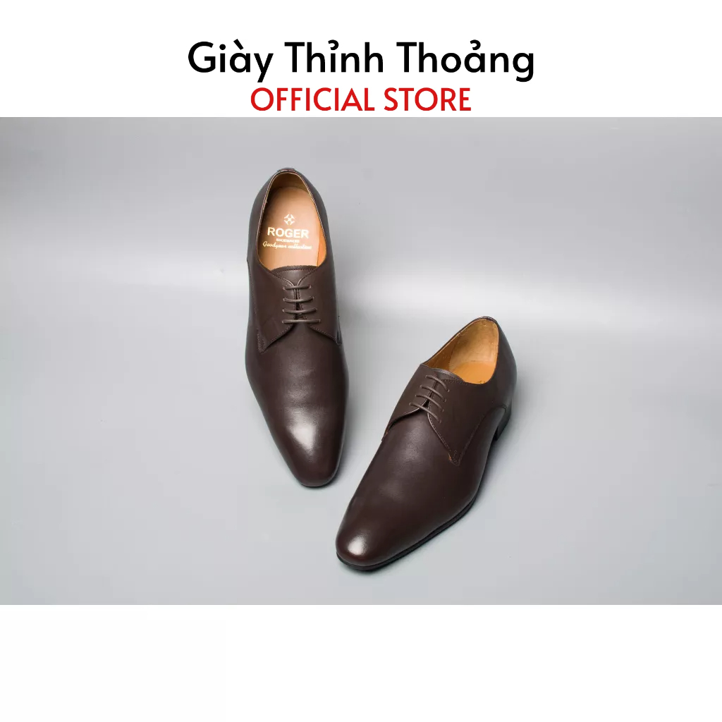 Giày Da Nam Buộc Dây Kiểu Dáng Derby Chất Liệu Da Bê Nhập Khẩu Cao Cấp (PERIER)