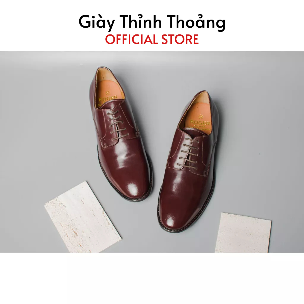Giày Da Nam Buộc Dây Kiểu Dáng Derby Chất Liêu Da Bê Nhập Khẩu Cao Cấp (3122 D)