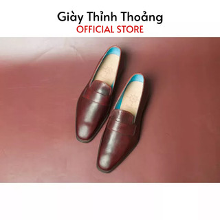 Giày lười nam kiểu dáng loafer khâu thủ công chất liệu da bê nhập khẩu cao cấp