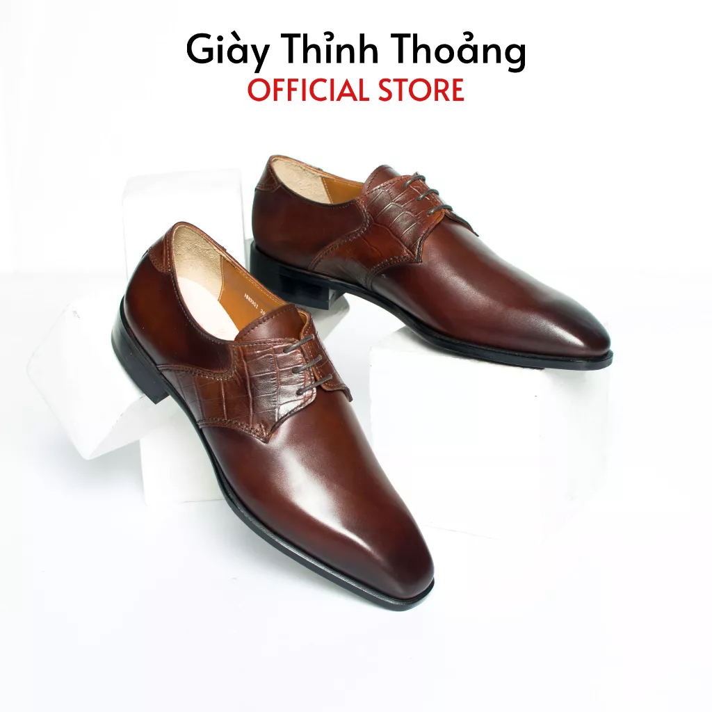 Giày Da Nam Công Sở Kiểu Dáng Derby Chất Liệu Da Bê Cao Cấp Nhập Khẩu (1A HH 09 Q 1)