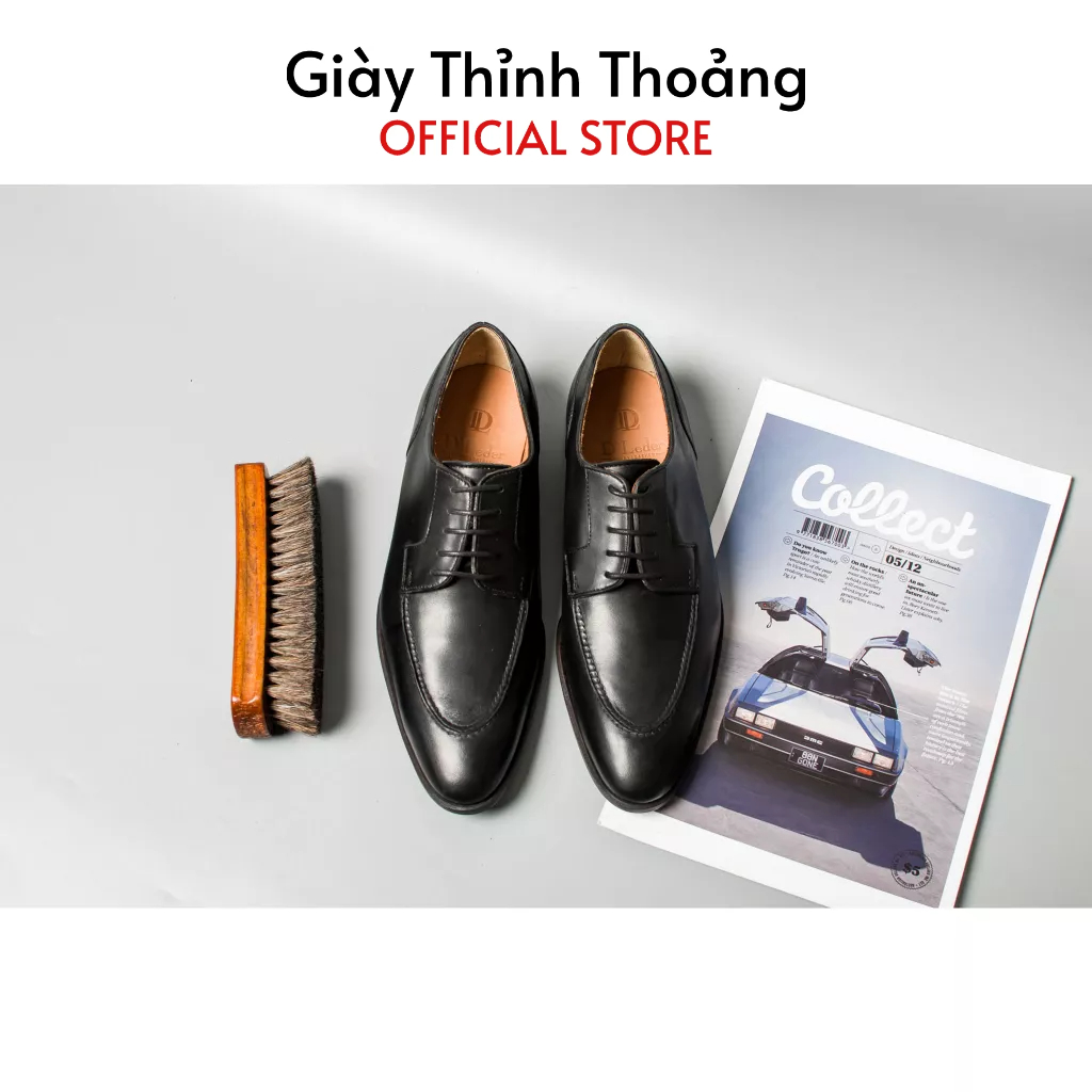 Giày Da Nam Kiểu Dáng Derby Khâu Thủ Công Chất Liệu Da Bê Nhập Khẩu (004 DEDL - DL)