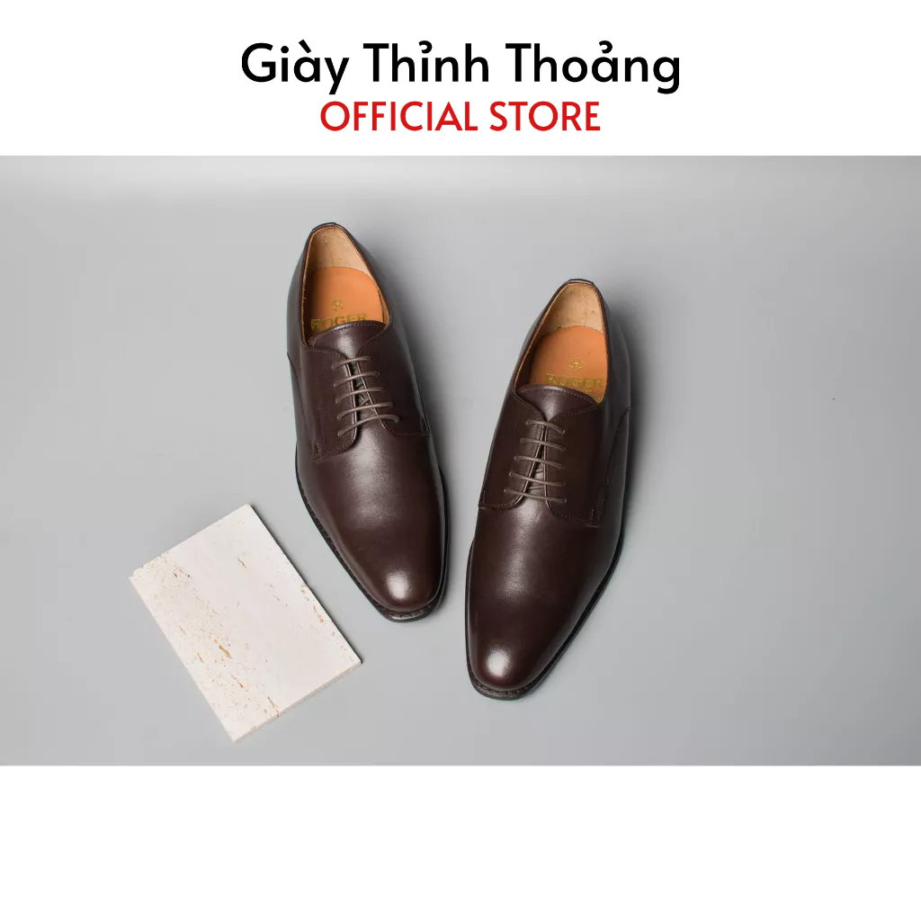 Giày Da Nam Buộc Dây Kiểu Dáng Derby Thời Trang Chất Liệu Da Bê Nhập Khẩu Cao Cấp (8411)