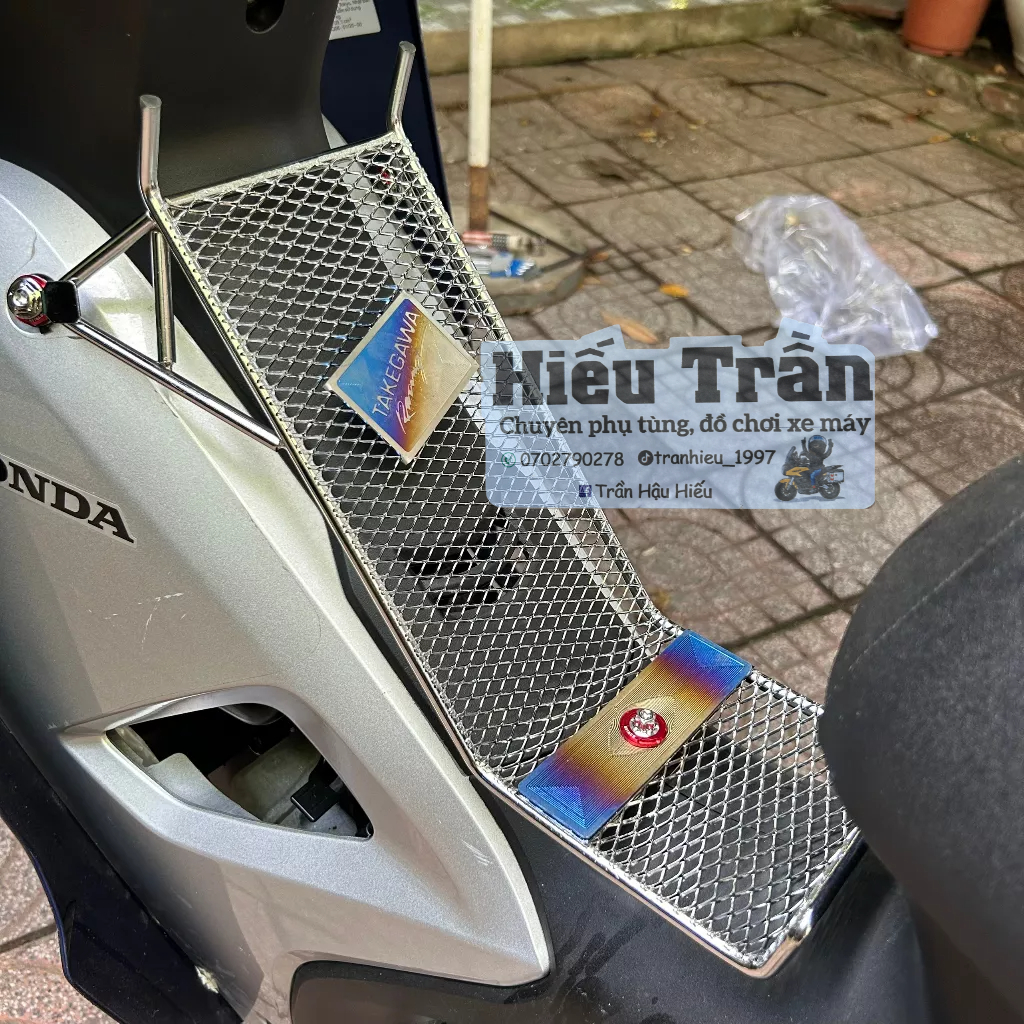 Baga lưới inox xiken kèm tem titan cho Wave 100-110 kèm ốc Salaya long đền