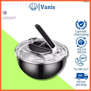 Rổ quay rau củ sống cao cấp, Rổ quay khô đa năng, Rổ đựng rau làm khô rau củ chất liệu Inox 304, nhựa ABS