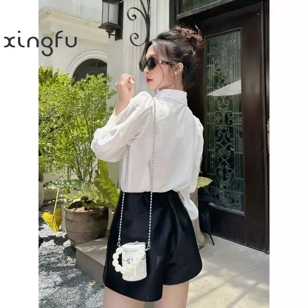 Quần đùi ống rộng tôn eo vải tapta phong cách hiện đại TQ09