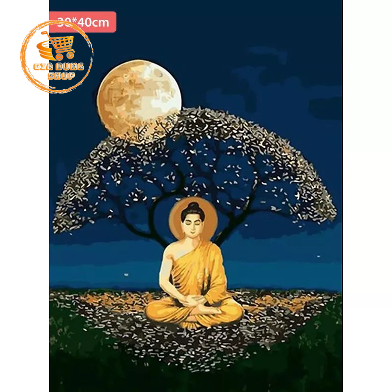 Thiền Tịnh H72 - Tranh Đính Đá 5D Tự Hoàn Thành Kích thước 40x30Cm - Tranh Đính Đá Hình Phật  - Tranh Gắn Đá DIY