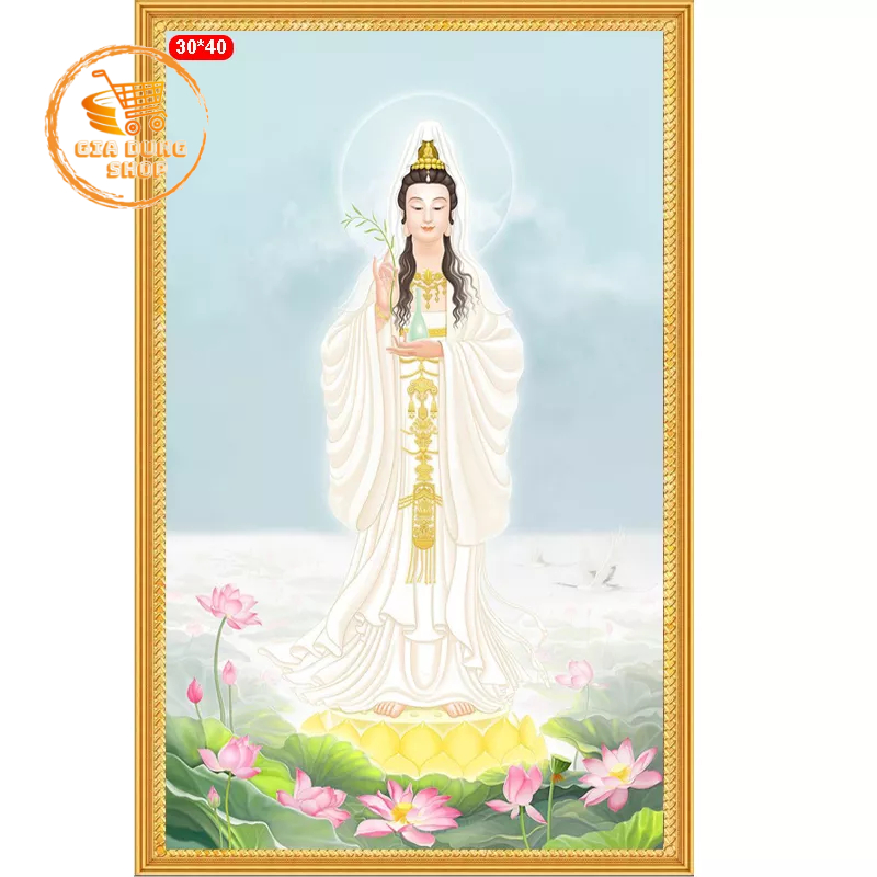 Thiền Tịnh H72 - Tranh Đính Đá 5D Tự Hoàn Thành Kích thước 40x30Cm - Tranh Đính Đá Hình Phật  - Tranh Gắn Đá DIY