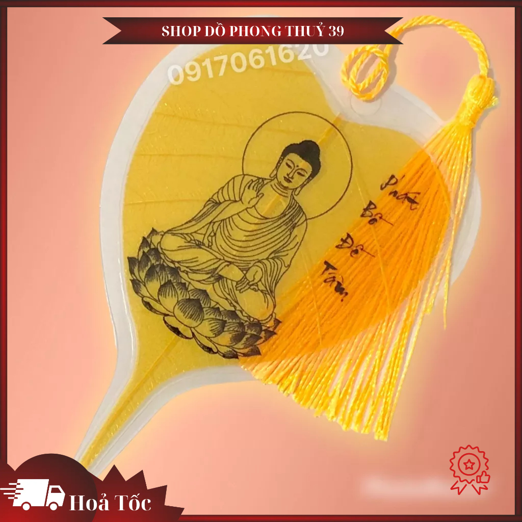Lá Bồ Đề Tâm Phật Dát Vàng Bình An May Mắn - Hàng Loại Cao Cấp Ốp Điện Thoại Treo Xe Treo Nhà Cửa Phong Thủy May Mắn