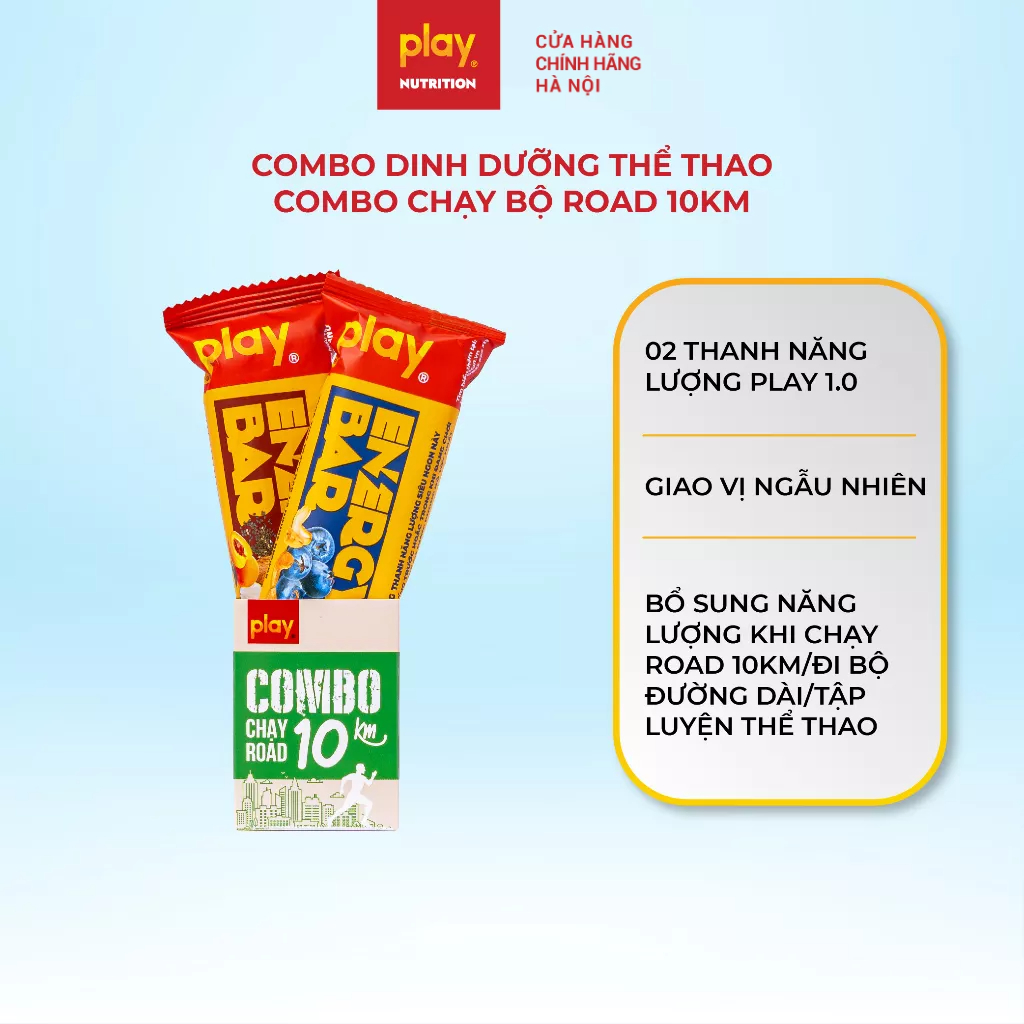 Combo dinh dưỡng thể thao - 2 thanh năng lượng PLAY 1.0 - Combo chạy bộ Road 10km