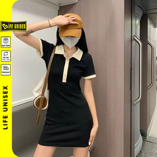 Đầm Váy Body CỔ POLO Phối KEM Nữ Kiểu Tay Ngắn Dáng Ôm Body Gợi Cảm