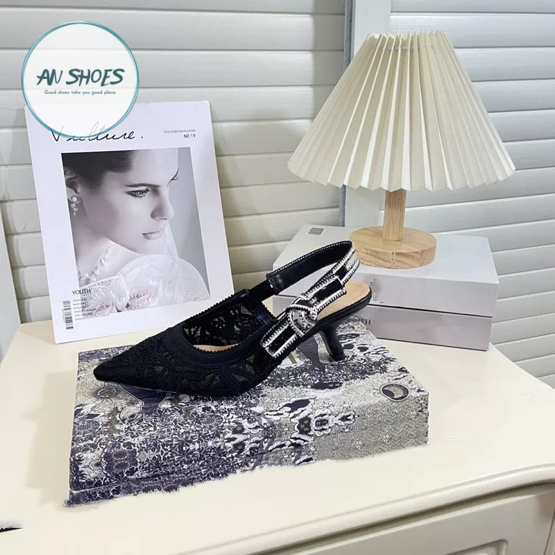 ☘️ AN SHOES☘️ Sangdal bít mũi zen hoa gót nhọn 5cm Dorr. HÀNG QUẢNG CHÂU FULL BOX