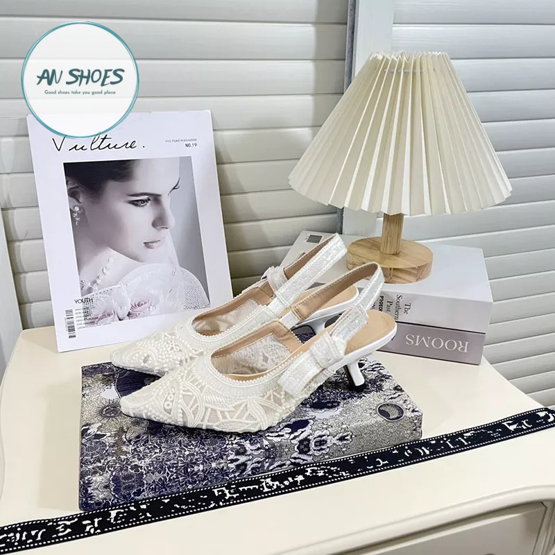 ☘️ AN SHOES☘️ Sangdal bít mũi zen hoa gót nhọn 5cm Dorr. HÀNG QUẢNG CHÂU FULL BOX