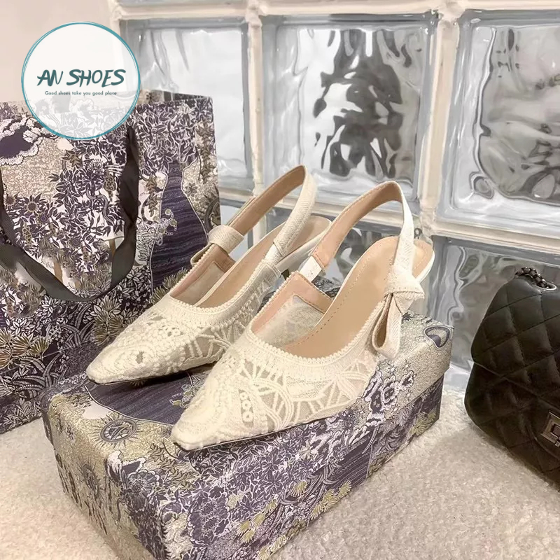 ☘️ AN SHOES☘️ Sangdal bít mũi zen hoa gót nhọn 5cm Dorr. HÀNG QUẢNG CHÂU FULL BOX
