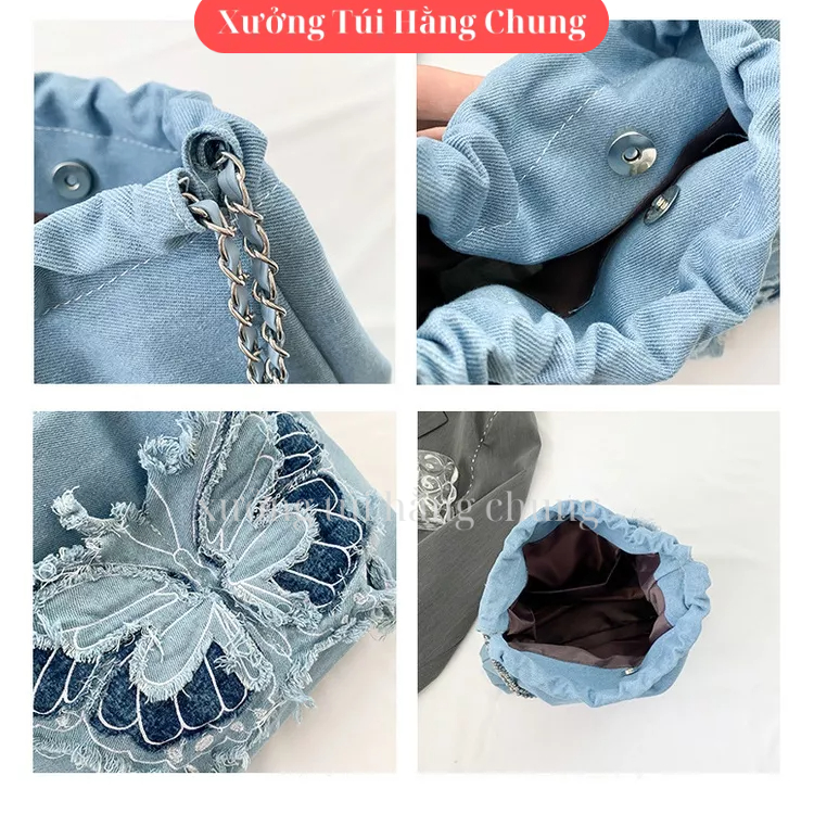 Túi đeo chéo đeo vai hình nơ chất vải canvas khóa rút mẫu mới cực hot