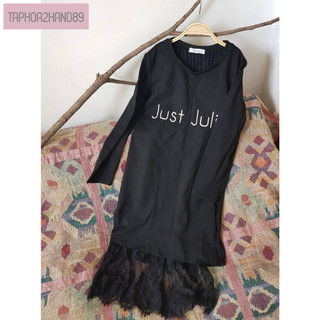 Đầm cotton phối ren màu đen dài tay dáng suông size s m