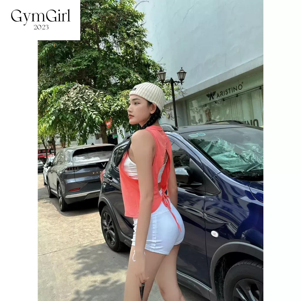 Áo nữ tank khoét lưng - Hàng thiết kế VN - Vải cotton mềm mịn thoáng mát