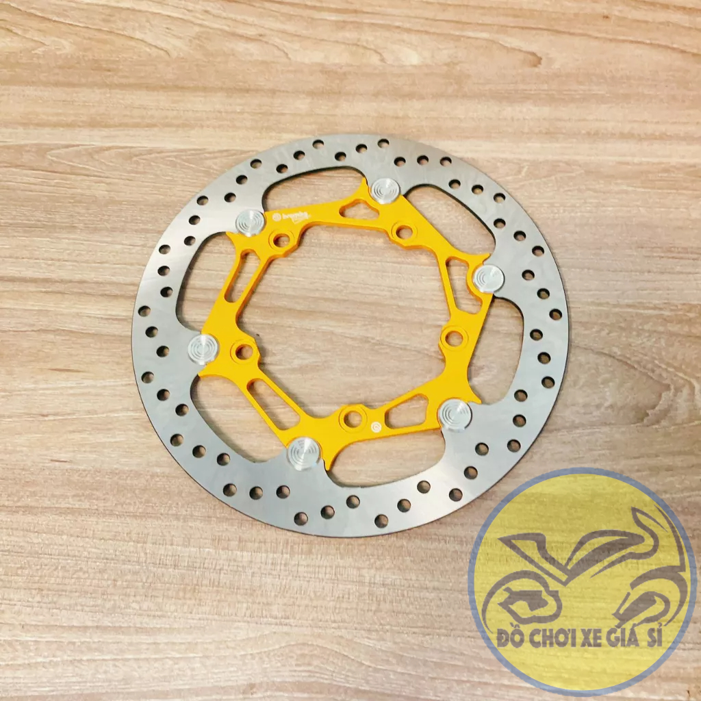 Đĩa thắng trước Ex 150/155 size 265mm 5 lỗ  mẫu v2 màu vàng