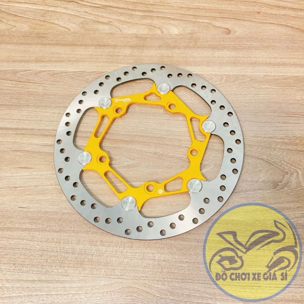 Đĩa thắng trước Ex 150/155 size 265mm 5 lỗ  mẫu v2 màu vàng