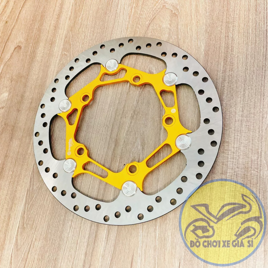 Đĩa thắng trước Ex 150/155 size 265mm 5 lỗ  mẫu v2 màu vàng
