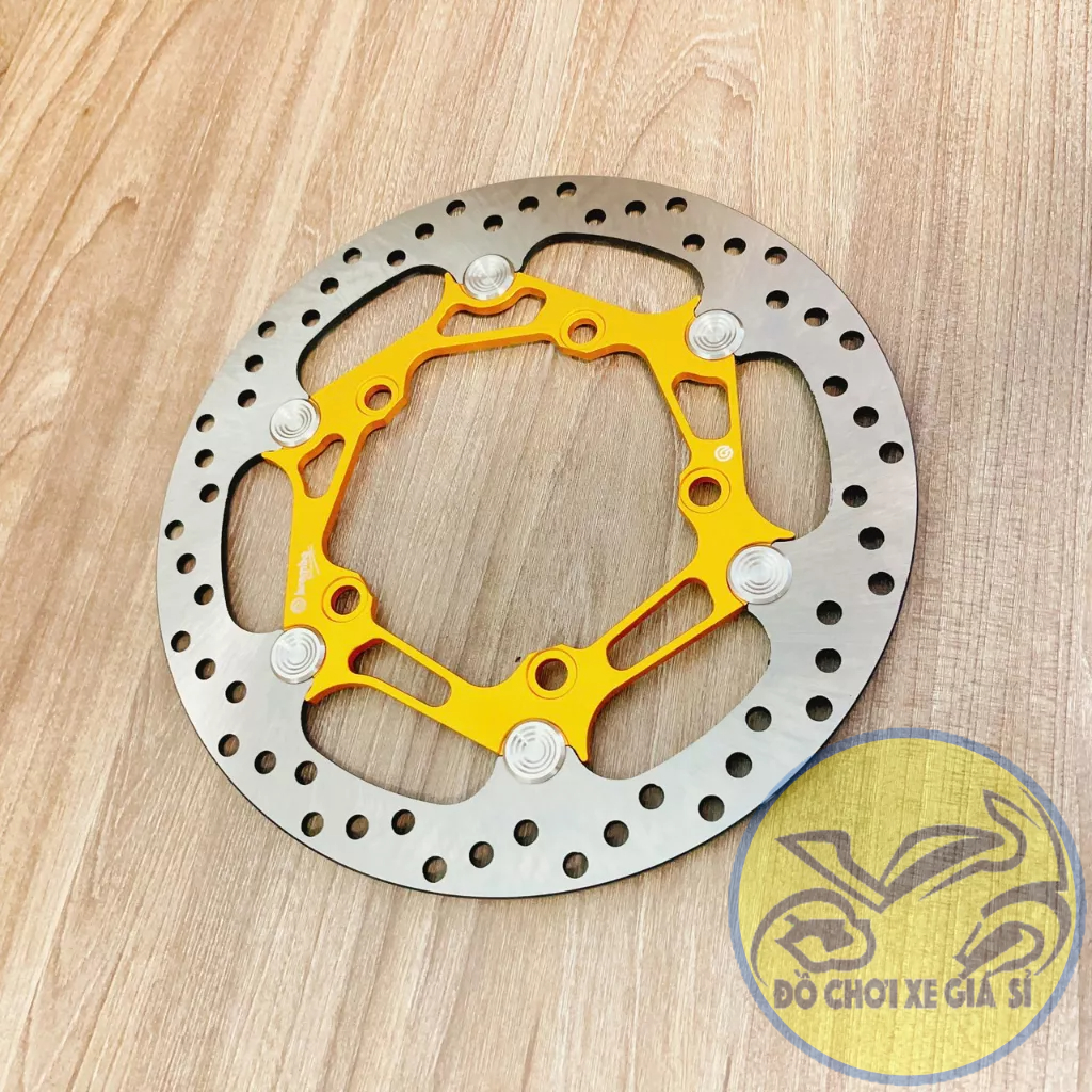 Đĩa thắng trước Ex 150/155 size 265mm 5 lỗ  mẫu v2 màu vàng