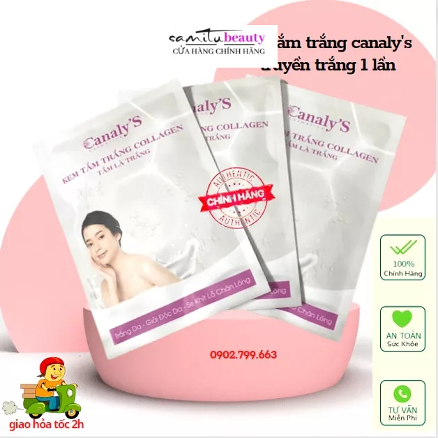 gói tắm trắng body collagen canaly's truyền trắng tại nhà tắm là trắng