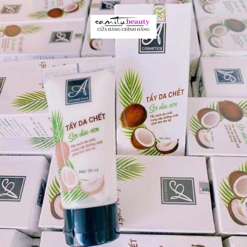 tẩy da chết sợi dừa non A Cosmetics cho da mặt 50ml ( ko hộp )