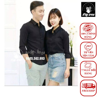 Set áo sơ mi đôi fig tree màu đen huyền thoại
