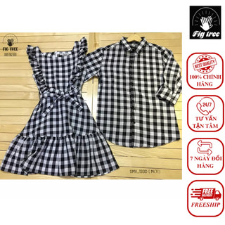 Set sơ mi váy đôi fig tree caro đen mã 133d hot hit
