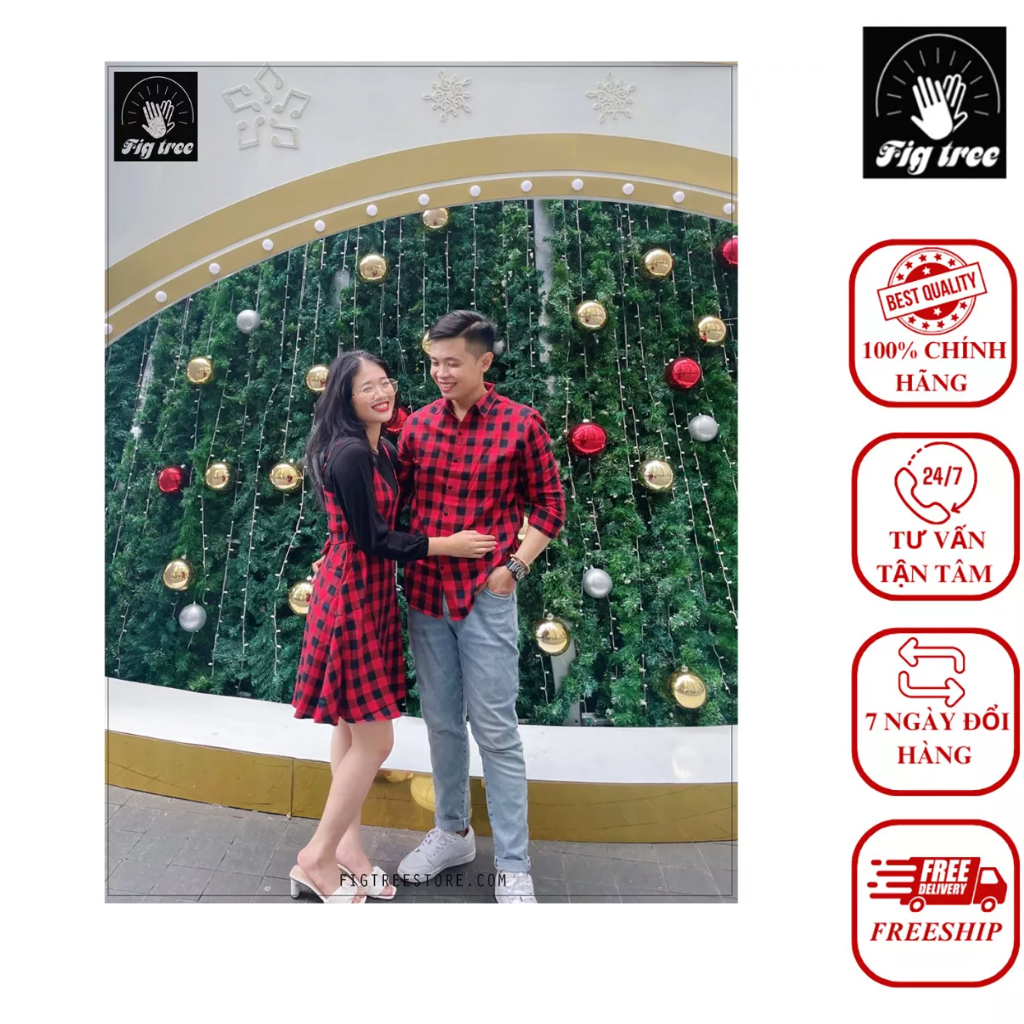 Set Sơ Mi Yếm Đôi Fig Tree Caro Đỏ Đen Dễ Thương Nữ Kèm Áo Thun Mã 122A