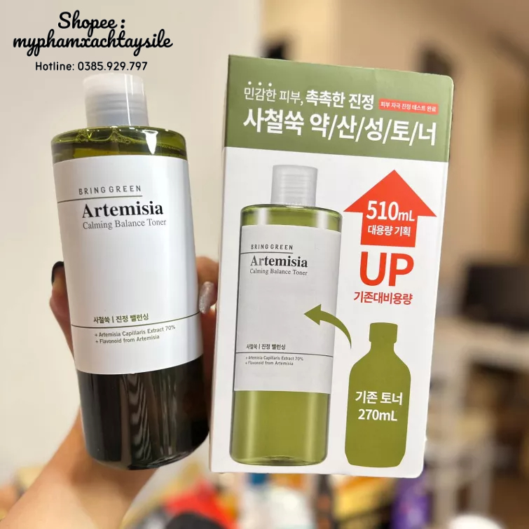 Toner Ngải Cứu Bring Green Artemisia Calming Balanced 510ML - NƯỚC HOA HỒNG BRINGGREEN