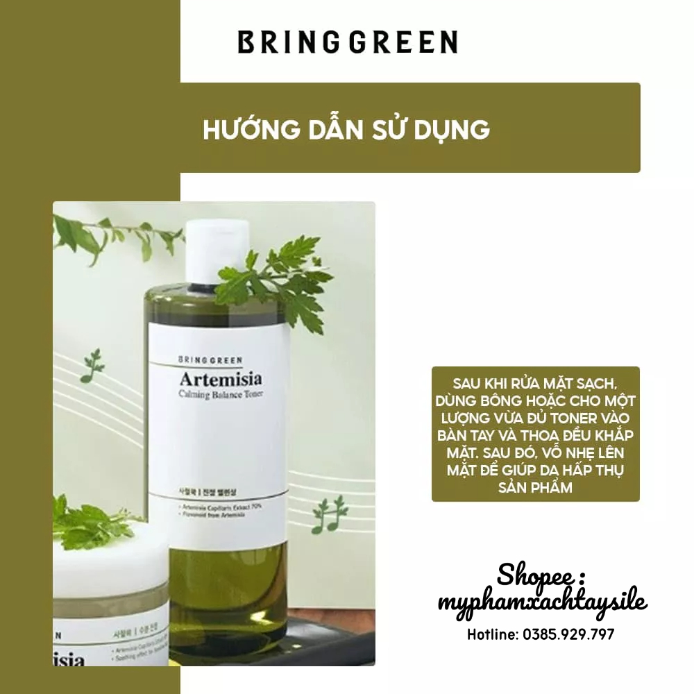 Toner Ngải Cứu Bring Green Artemisia Calming Balanced 510ML - NƯỚC HOA HỒNG BRINGGREEN