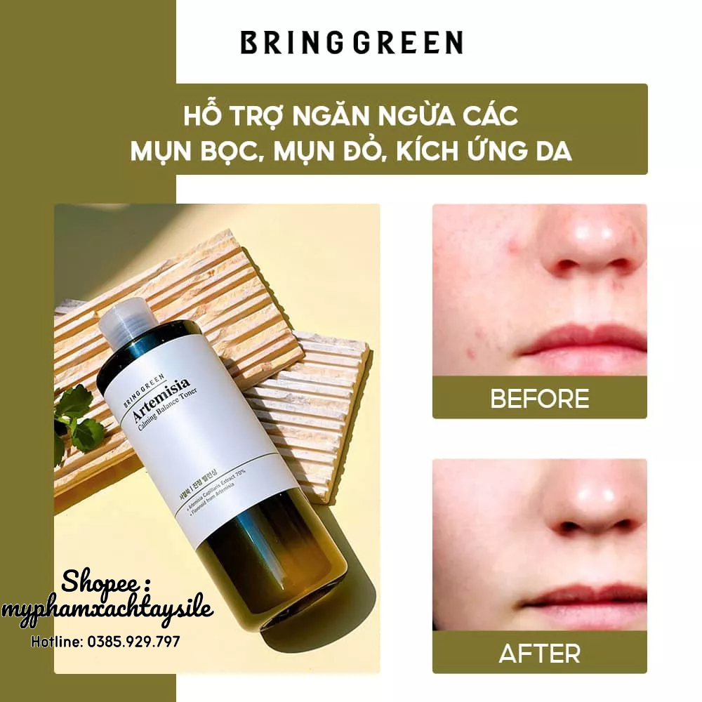 Toner Ngải Cứu Bring Green Artemisia Calming Balanced 510ML - NƯỚC HOA HỒNG BRINGGREEN