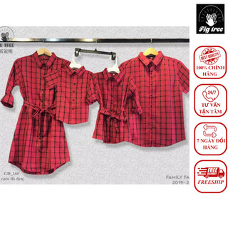 Set sơ mi váy đồng phục gia đình fig tree caro đỏ 160d siêu dễ thương