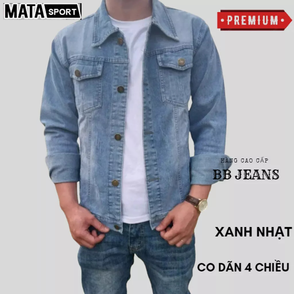 Áo khoác jean nam nữ bigsize CO DÃN 4 CHIỀU 6 màu 6 túi quá đẹp Matasport