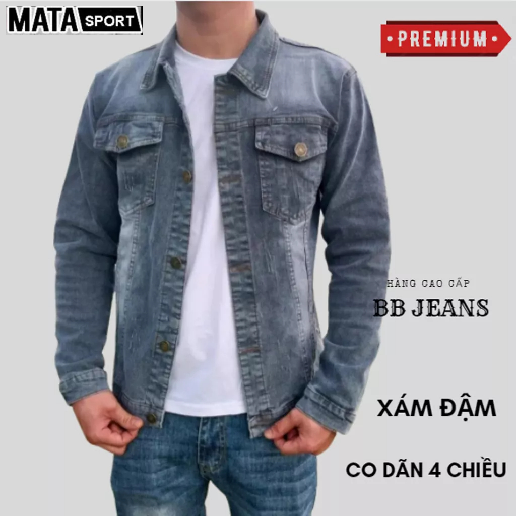 áo khoác jean CO DÃN bigsize cao cấp nam nữ form đẹp đủ 6 màu fullsize Mata sport