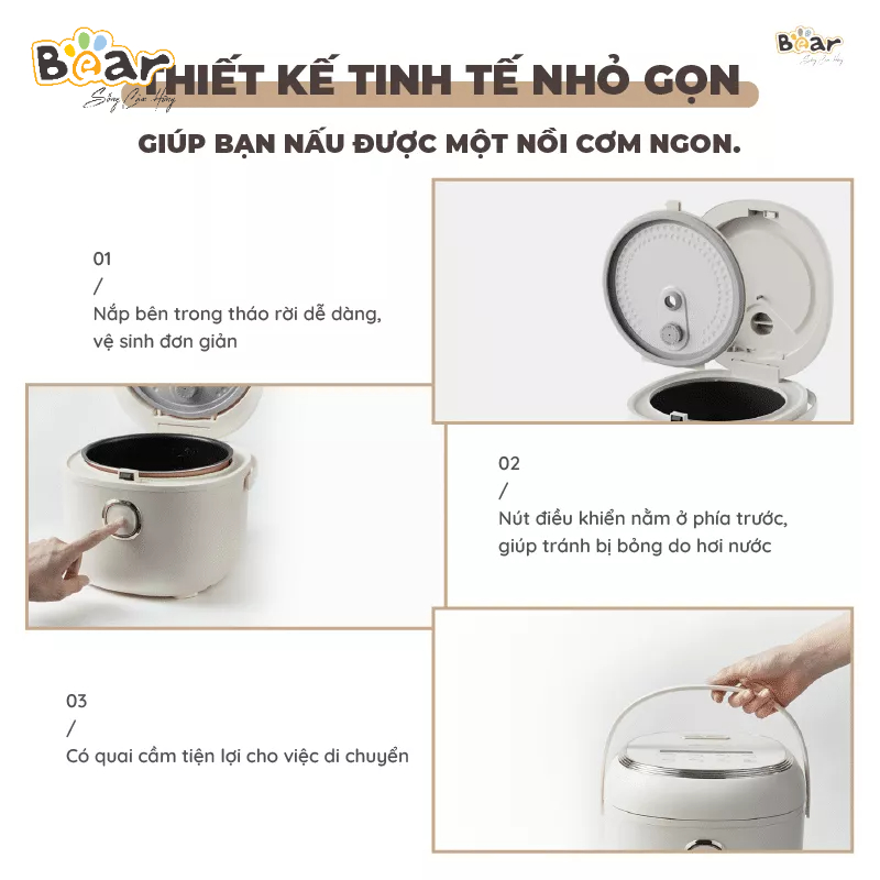 Nồi Cơm Điện Bear 3L SB-NC30A Hàng Chính Hãng - Bảo Hành 18 Tháng