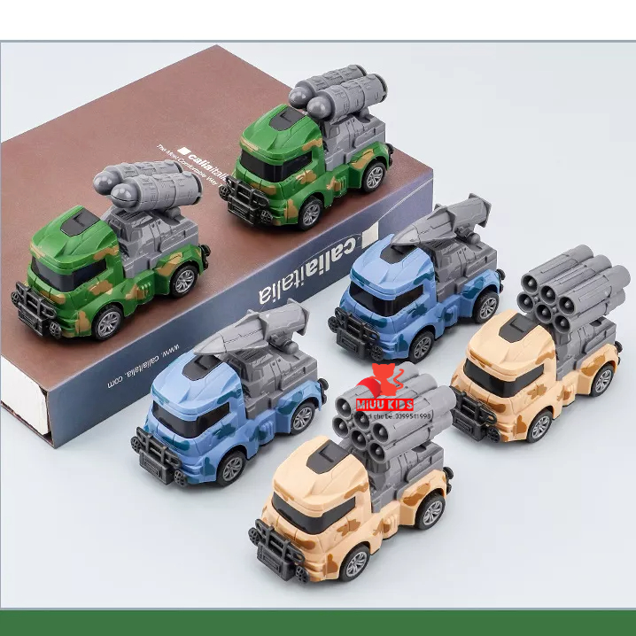 Bộ 6 Ô Tô Mini  Quân Sự Chạy Bánh Đà Cho Bé