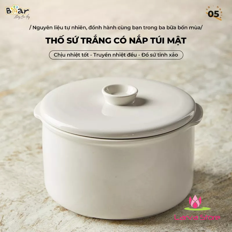 Nồi Nấu Chậm Bear 1.6L Thế Hệ Mới Bản TIẾNG VIỆT - 3 Thố Sứ Kèm Xửng Hấp SB-NNC16