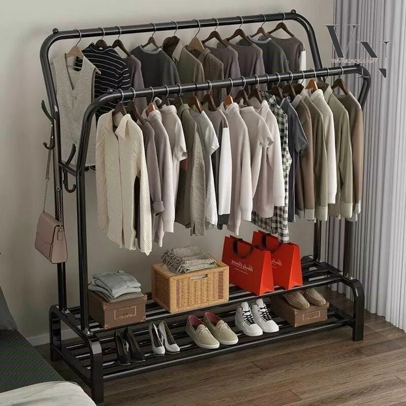 Giá Treo Quần Áo Kim Loại Tuvaicaocapvn Đơn Giản Chắc Chắn Tiện Lợi 2 Giàn Phơi 2 Tầng
