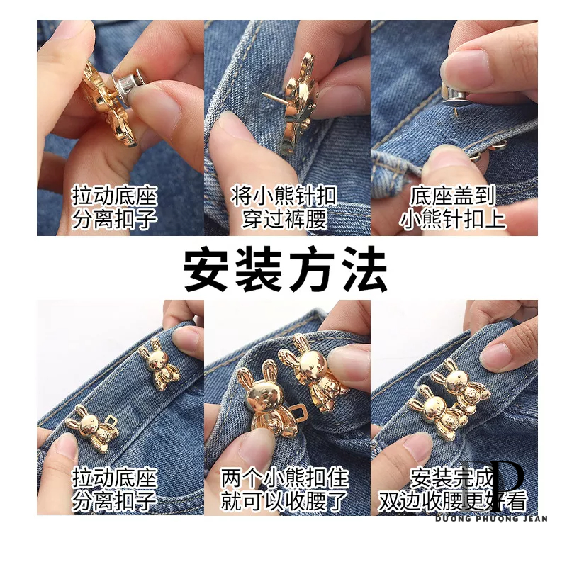 Ghim thu nhỏ eo quần hình thỏ, nút kim loại điều chỉnh eo không cần may tiện lợi duongphuongjean - PK024