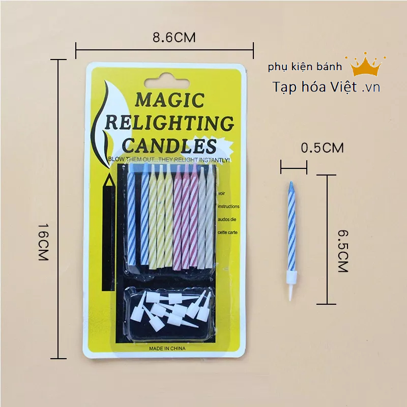 Hộp 24 Vỉ Nến Ma Thuật sinh nhật, nến thổi không tắt, Magic Relighting Candle