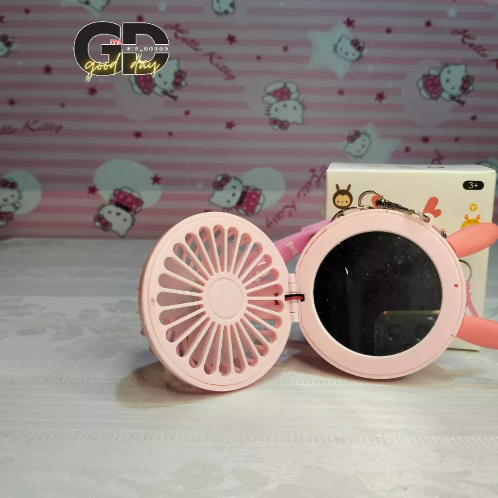 Quạt Mini Kèm Gương Hình Tròn Móc Khoá Tiện Lợi 300mAH Siêu Xinh Siêu Đáng Yêu