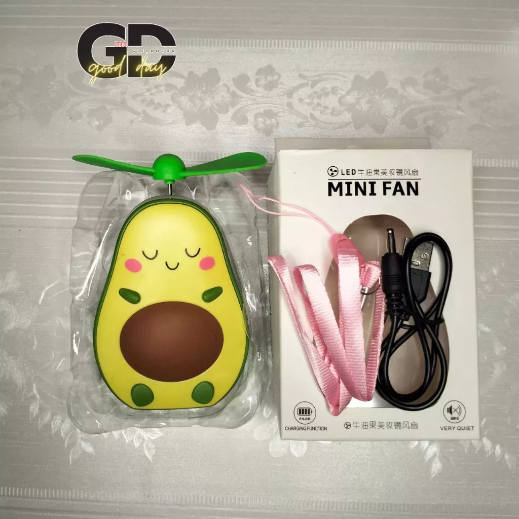 Quạt Mini Cầm Tay 3in1 Hình Quả Bơ -Dễ Thương Cute - Siêu Tiện Lợi - Kèm Dây Đeo